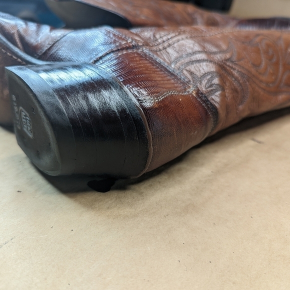 Dan Post boots women's sz 5.5M Exotic Genuine Brown Teju Lizard Classic Western - Picture 8 of 13